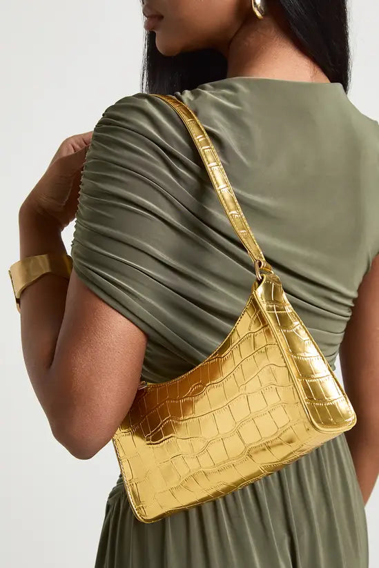 boohoo Patent Croc Shoulder Bag