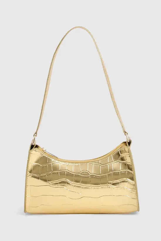 boohoo Patent Croc Shoulder Bag