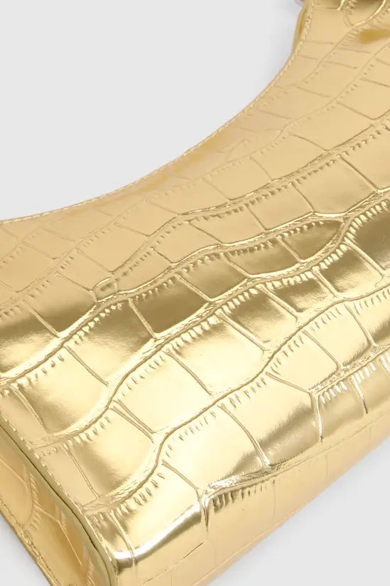 boohoo Patent Croc Shoulder Bag