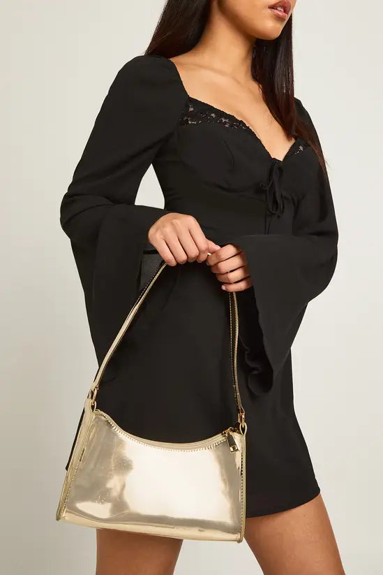 boohoo Metallic Mirrored Shoulder Bag