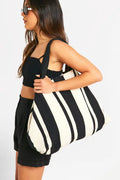 boohoo Stripe Canvas Beach Tote Bag