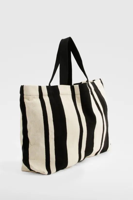 boohoo Stripe Canvas Beach Tote Bag